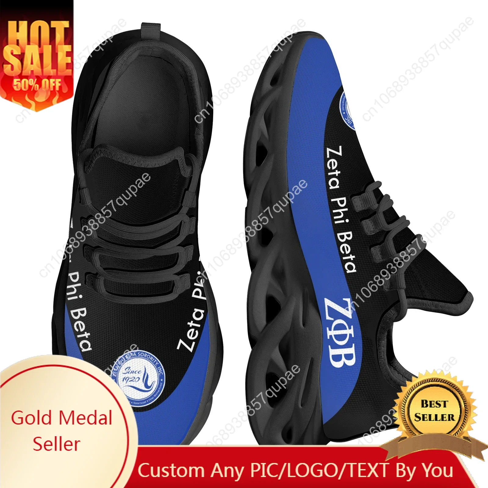 

Custom Made Zeta Phi Beta Design Ladies Mesh Shoes Breathable Cushioning Sneakers Lightweight Lace-up Platform Footwear Gifts