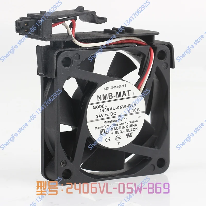 cooling fan genuine product NMB 5V 12V 48V AC EC 6015 6CM 60X60X15MM Fanuc three-wire with bracket 2406VL-05W-B69 DC 24V 0.10A