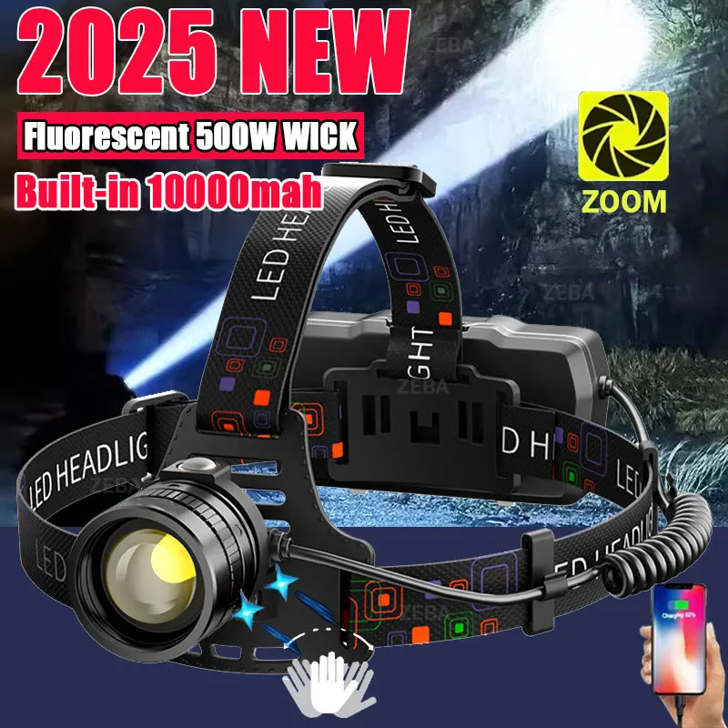 

1000000LM Most Powerful LED Headlamp Sensor Head Flashlight High Power Headlight 18650 Rechargeable Head Lantern Fishing Camping