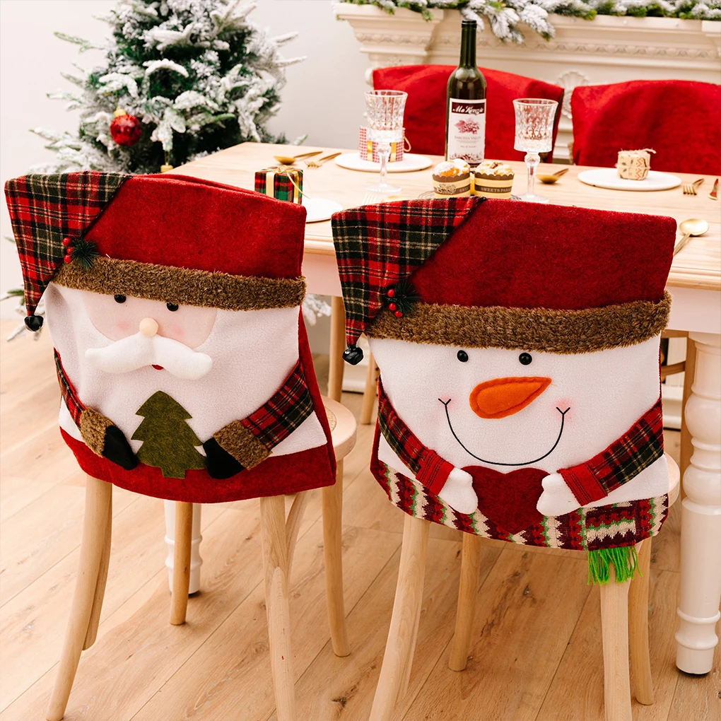 6pcs Christmas Chair Covers Christmas Decoration Dining Room Christmas Chair Back Covers Chair Protector for Table Party Decor