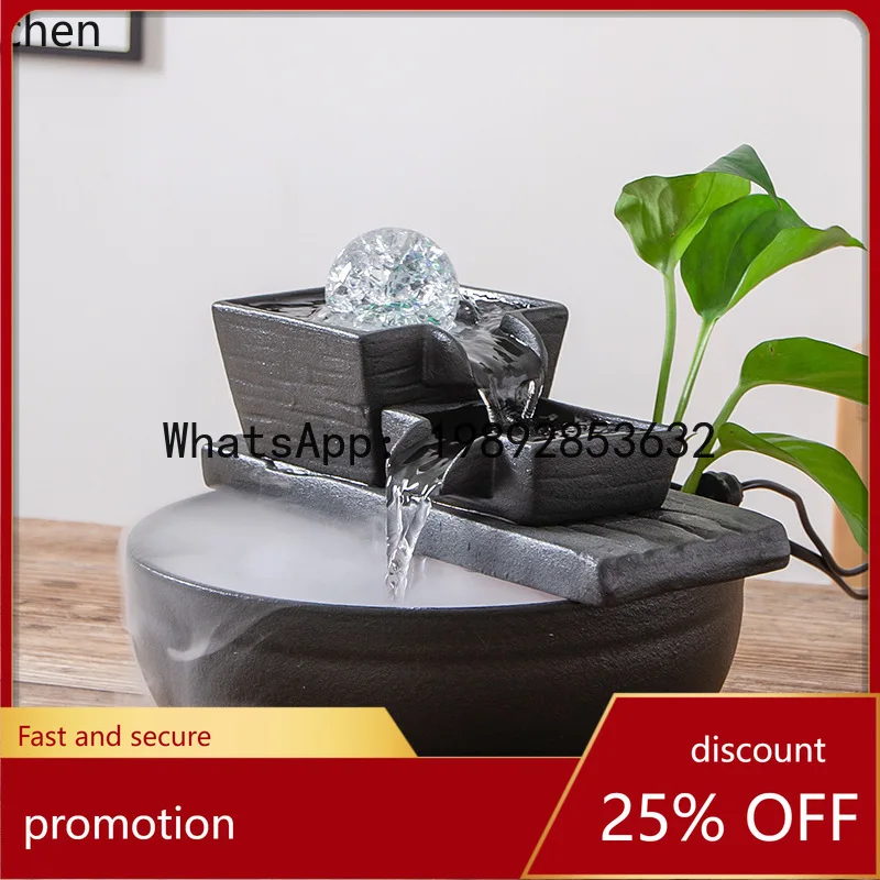 Ceramic Round Circulating Water Fish Tank Water Feature Automatic Ornament