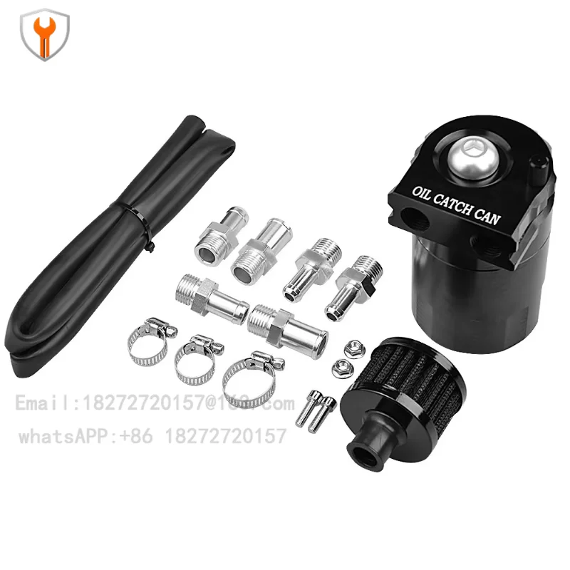 Black Universal 300ml Aluminum Energy Baffle Oil Collector, Oil Separator Oil Collector with Aeration Filter