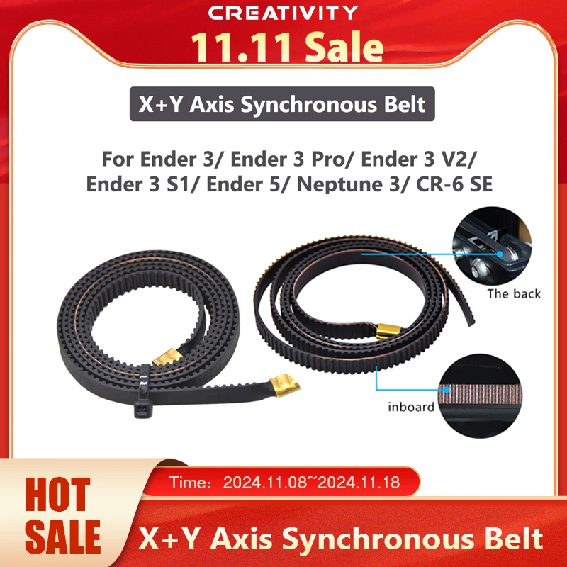 X+Y Axis Synchronous Belt GT2 Width 6mm Open Timing Belt Terminal 2GT Rubber Belt For Ender-3 Ender 3 Pro Ender 3 V2  Neptune 3