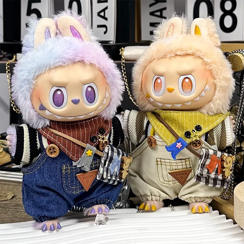 

Новый стиль, джинсовая одежда в стиле ретро, универсальный модный комплект одежды для кукол, подходит для комплекта одежды для плюшевых кукол Labubu