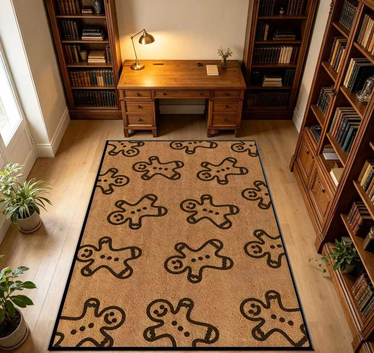 Gingerbread Man Cookie Christmas Winter Festive Home Decor Area Rug
