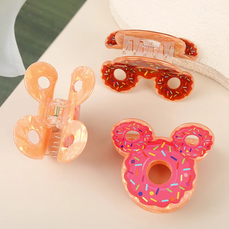1pc Sparkling Girl's New Simulated Food Doughnut Gripper Personalized Fun Cute Hair Clip view 3