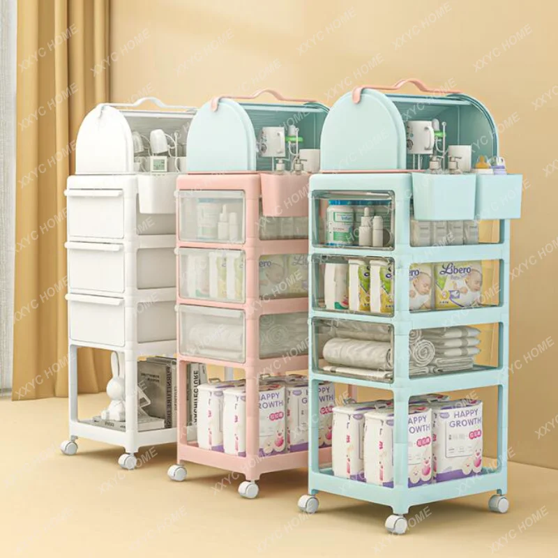 Baby Supplies Storage Rack Small Stroller Baby Storage Cabinet Newborn Clothes Bedside Mobile Bottle Storage Rack