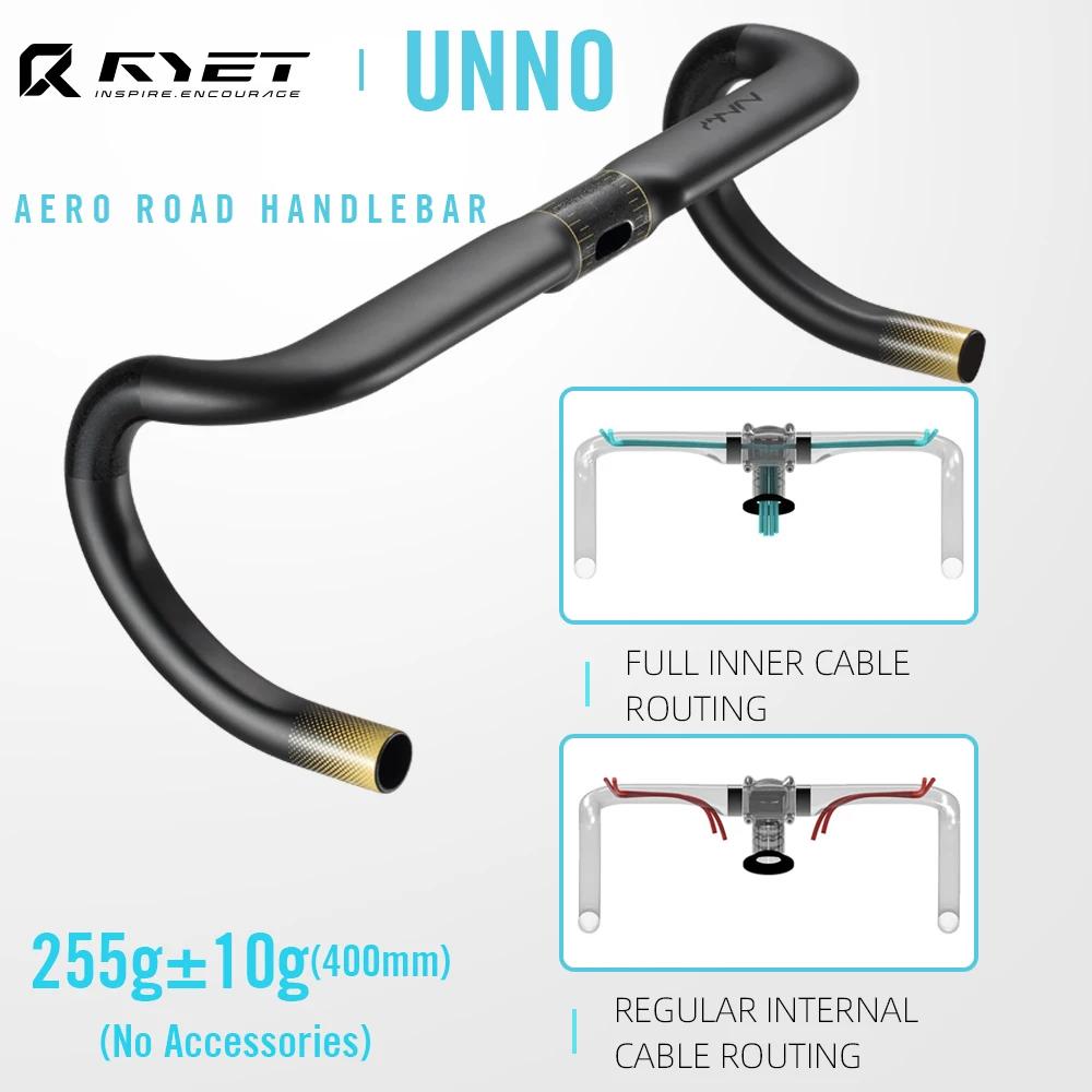 

RYET UD Carbon Road Bike Handlebar 400/420/440mm Full Internal Cable Routing Drop Bar Aero for Shimano SRAM Racing