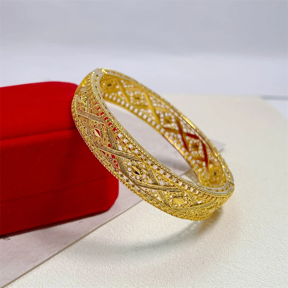 Women\'s Hand Bracelets Gold Color Exquisite Round Cuff Bangle Bracelet Pulsera Femme Vintage Jewelry Accessories Party Gifts