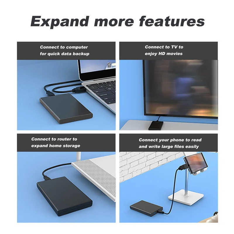 2.5 Inch SATA SSD HDD Enclosure USB3.0 Mobile Hard Drive Cases Portable External Hard Drive Case for