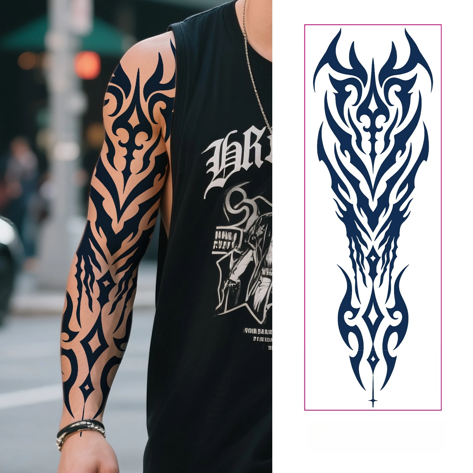 Pegatinas de tatuaje de manga completa de jugo de hierbas, calcomanías de brazo semipermanentes impermeables y antideslumbrantes para arte corporal temporal