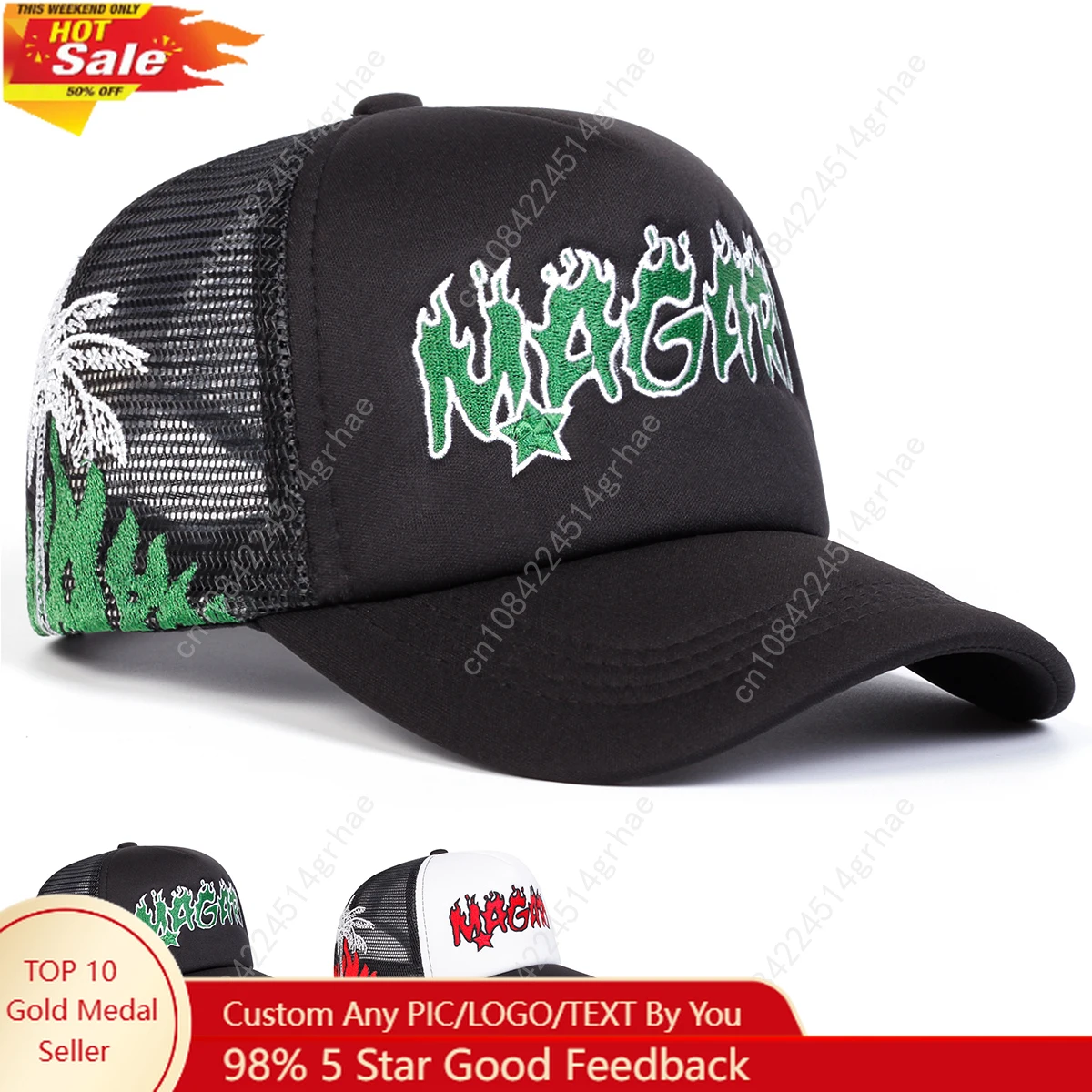 

Unisex MAGARI Flame Embroidery Baseball Net Caps Spring and Summer Outdoor Adjustable Casual Hats Sunscreen Hat