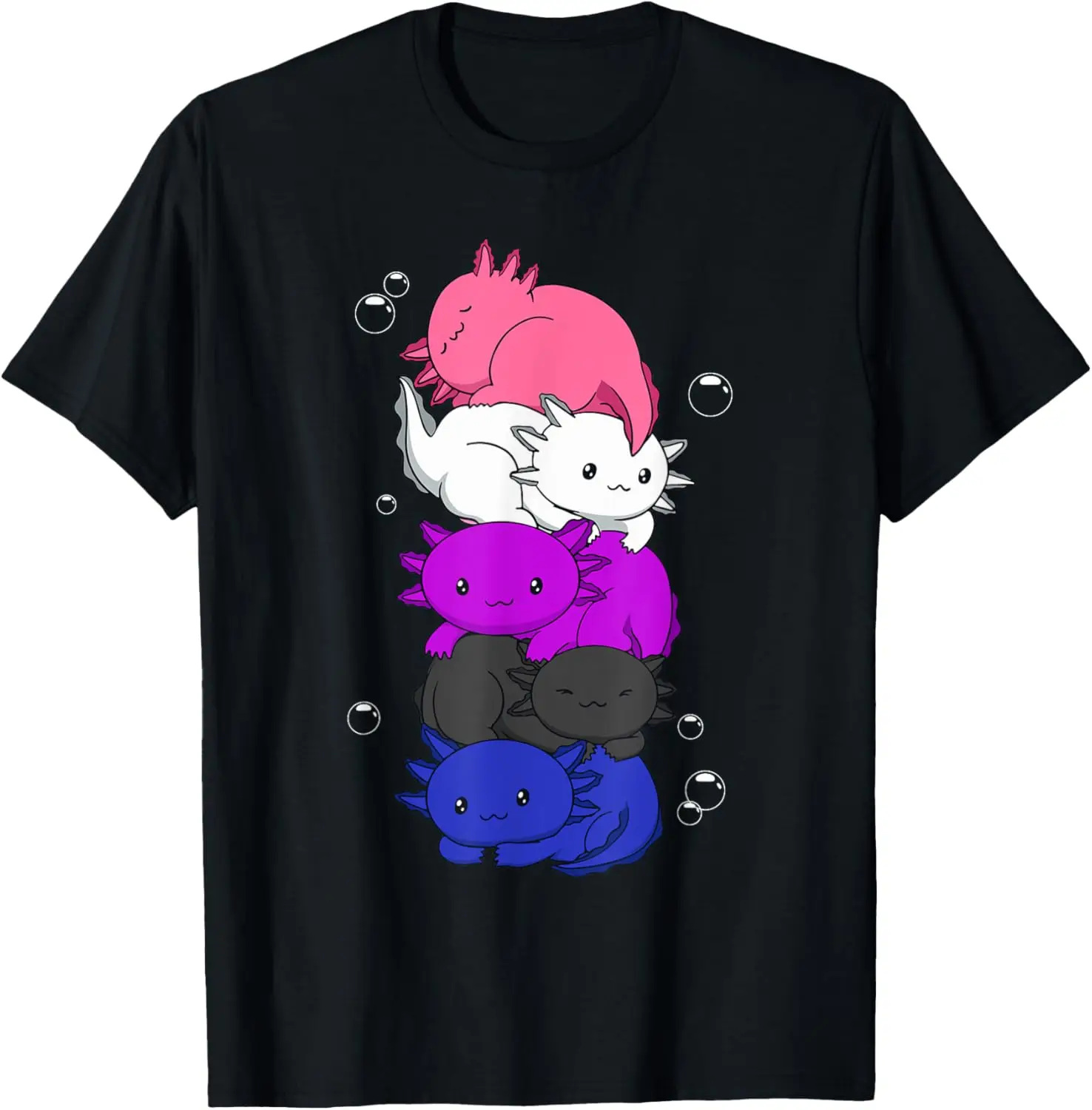 

Футболка LGBTQ с флагом ЛГБТК Kawaii Axolotl Pile Genderfluid Pride