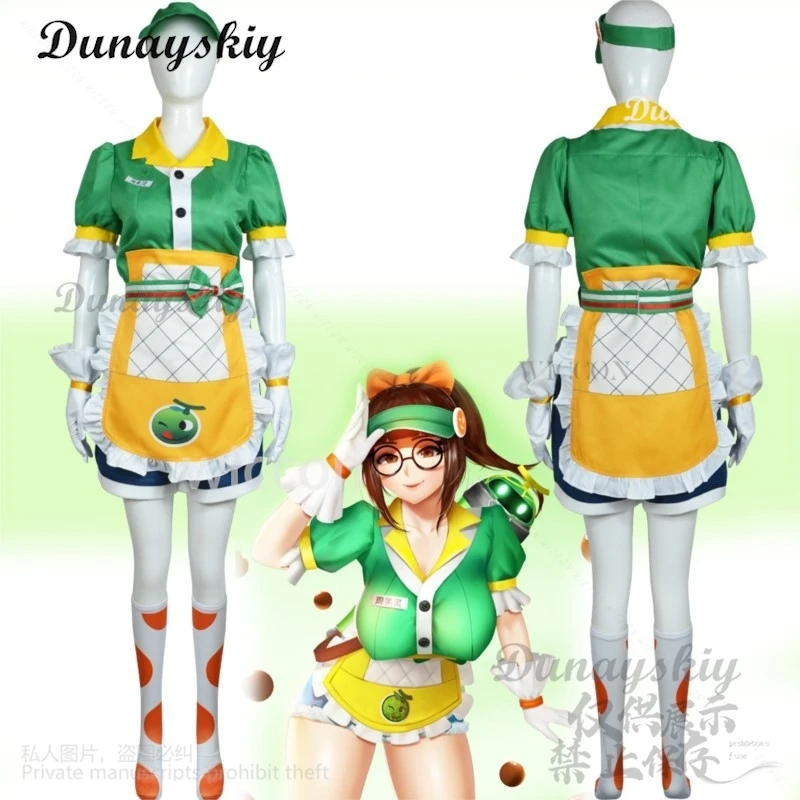 أنيمي لعبة Overwatch مي تأثيري حلي ميلينغ تشو Kawaii الباروكات الملابس هالوين كرنفال الزي للنساء الفتيات مخصصة