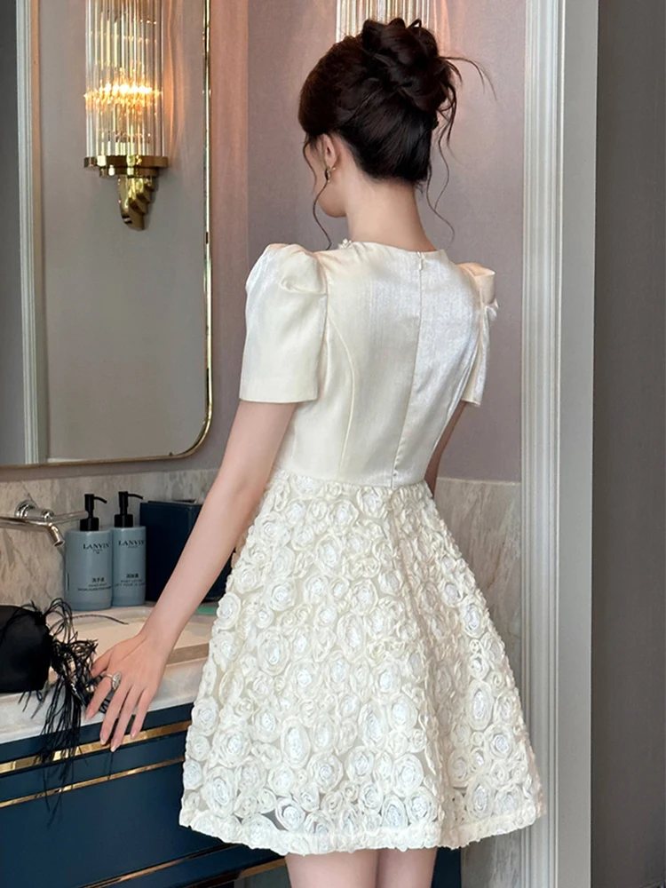 Vestido de princesa para graduación a la moda para mujer, elegante, dulce, diamantes, perlas, flores, lentejuelas, vestido de baile, fiesta de cumpleaños, banquete