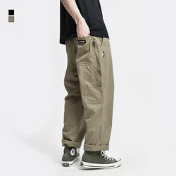 Safari Style! Multi-pocket Cargo Trousers Men Loose Straight Casual Baggy Pants Mens Work Canvas Pants