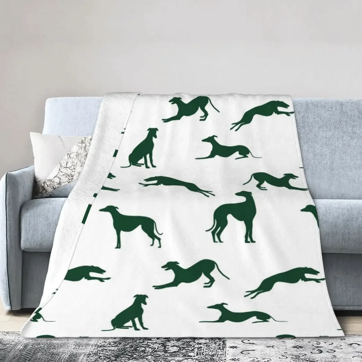 

Greyhound Silhouettes Blankets Soft Warm Flannel Throw Blanket Bedspread for Bed Living room Picnic Travel Home Sofa