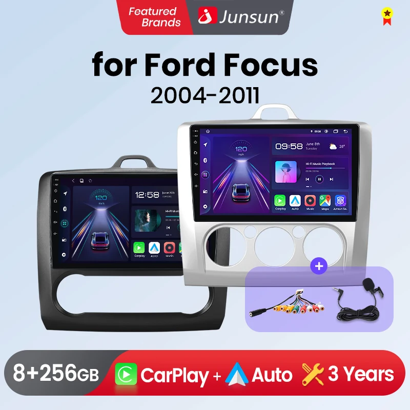 Junsun CarPlay Android Auto Car Radio for ford focus 2 3 Mk2 Mk3 2004-2011 GPS Intelligent Systems Stereo Multimedia Autoradio