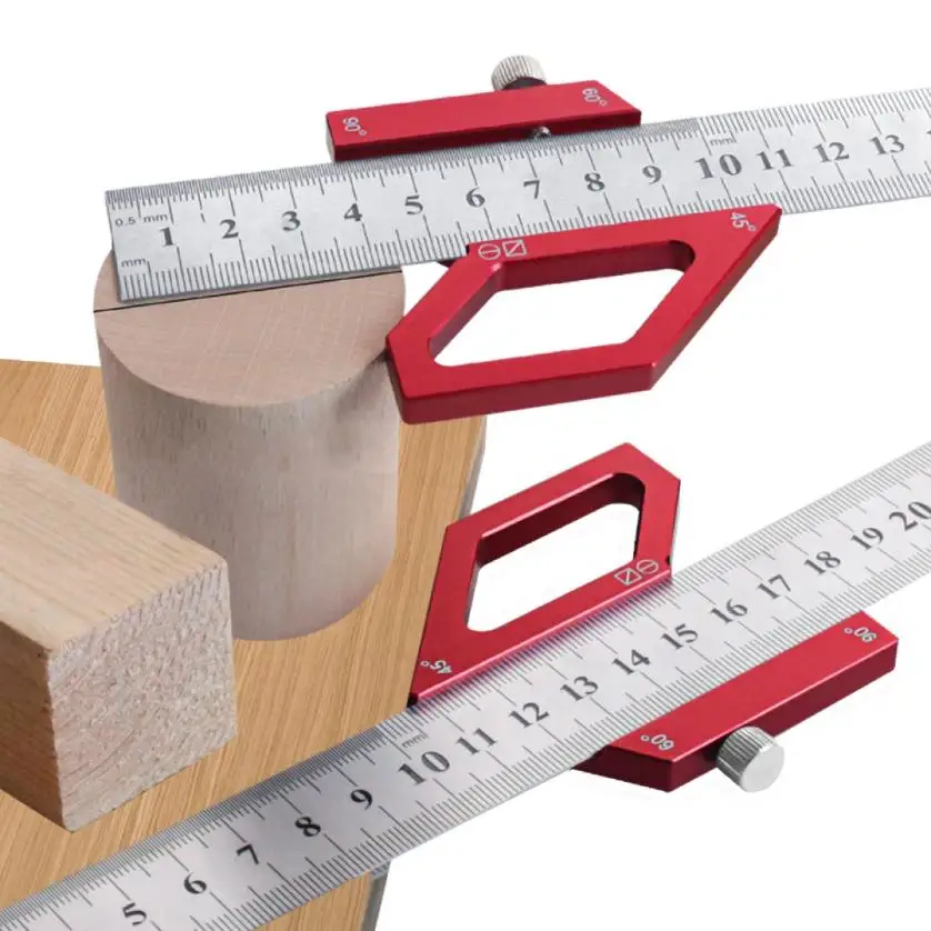 

Стальной позиционирующий блок для столярных работ, центроискатель, угломер 45/60/90 градусов, разметочный шаблон для линейки