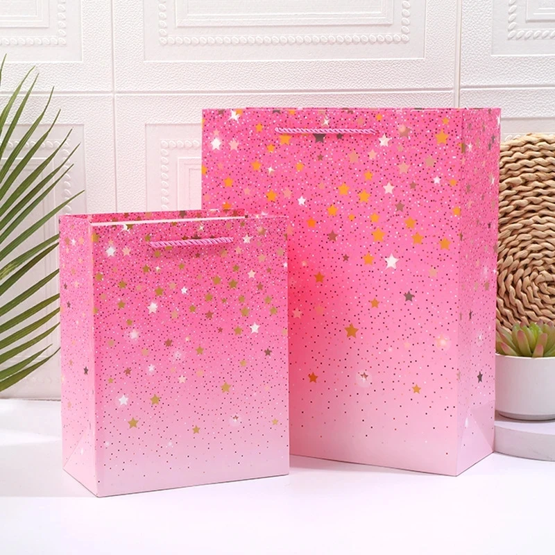 48pcs/Lot Gift Bag Party Present Bag Jewelry Packaging Bag Portable Paper Bag Gift Shop Hand Paper Bag Clothes Wholesale