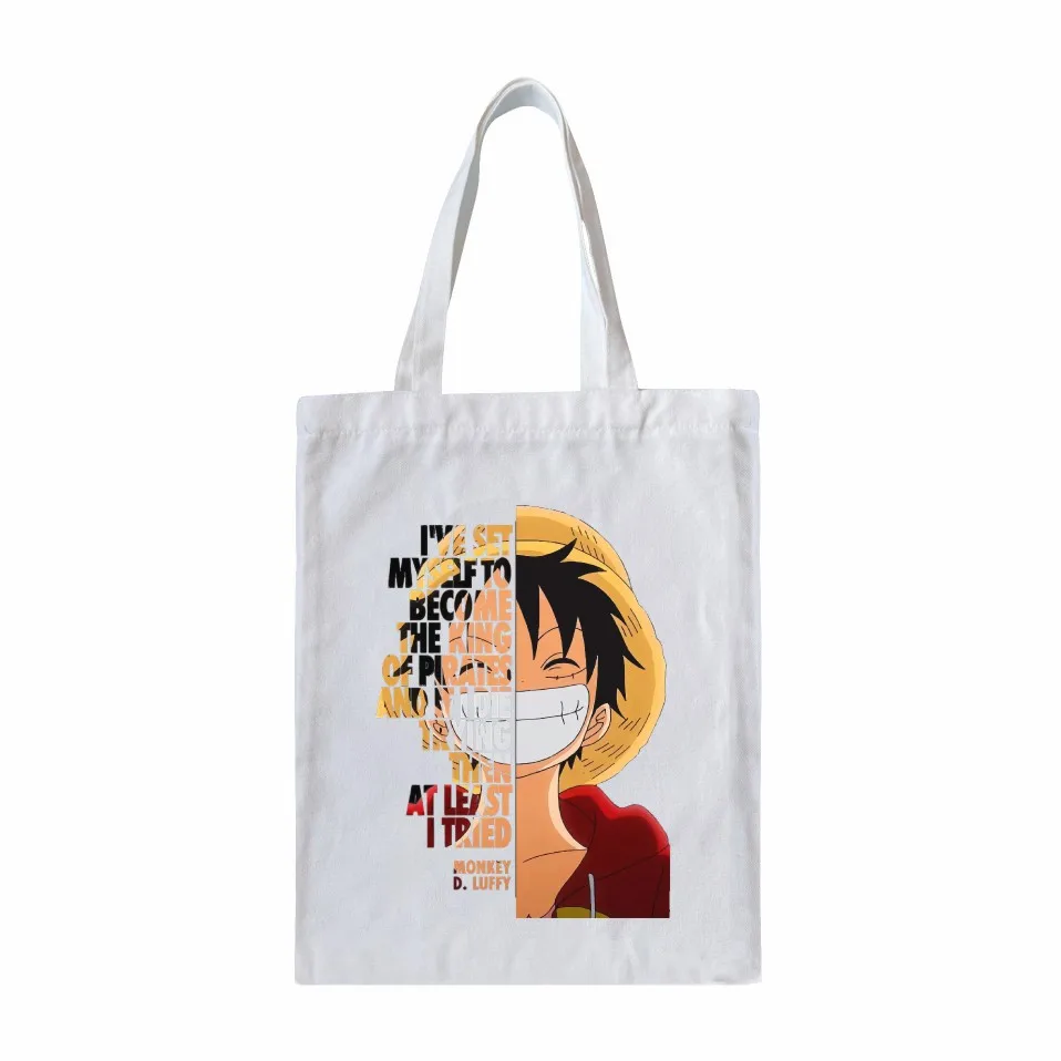 Cute Anime Monkey D Luffy Roronoa Zoro Women One Piece Canvas Bag Shoulder Handbag Tote Eco Shopper Reusable Cotton Shopping Bag