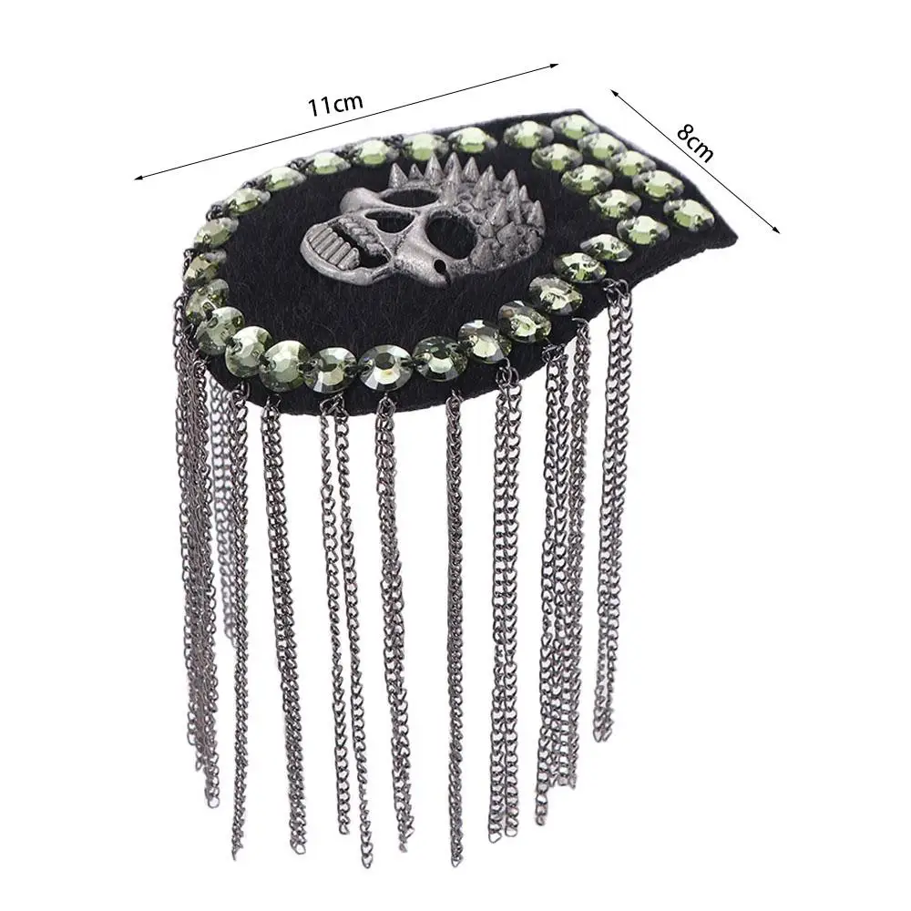 Exquisite Schädel Quaste Kette Epaulette Brustnadel Kristall Brosche Schulterbrett Glänzende DIY Jacke Vintage Brosche Bühnenauftritt