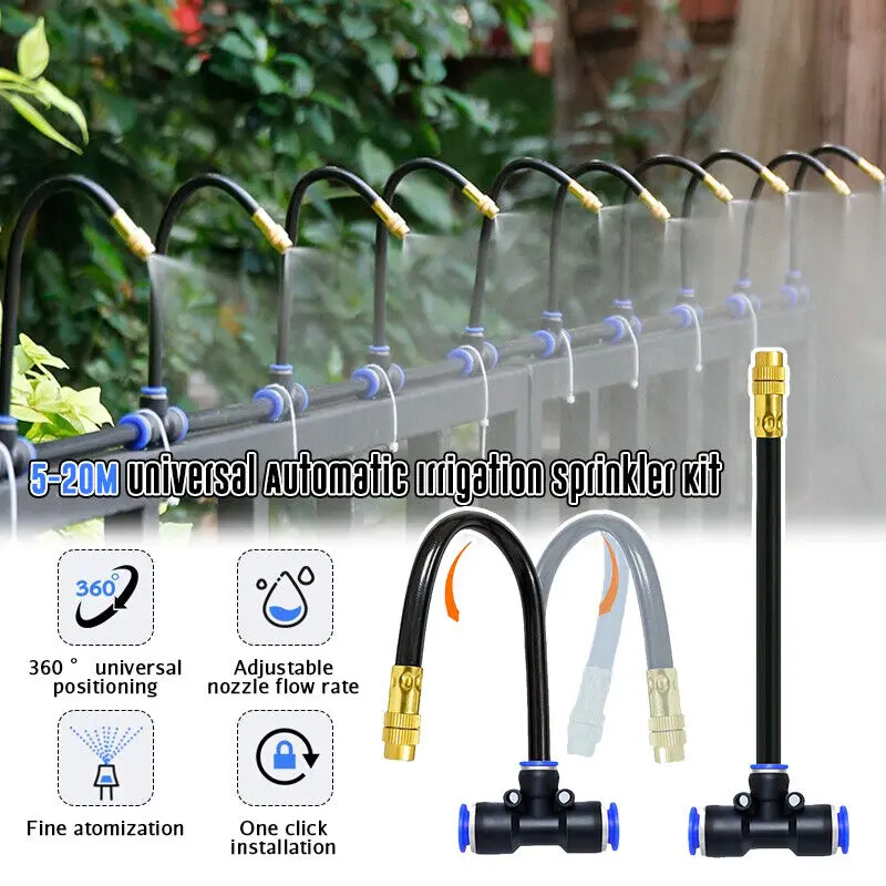 

5/10/20M Universal Automatic Irrigation Sprinkler Kit Rotating Copper Nozzle Garden Balcony Atomization Sprinkler Watering Kits