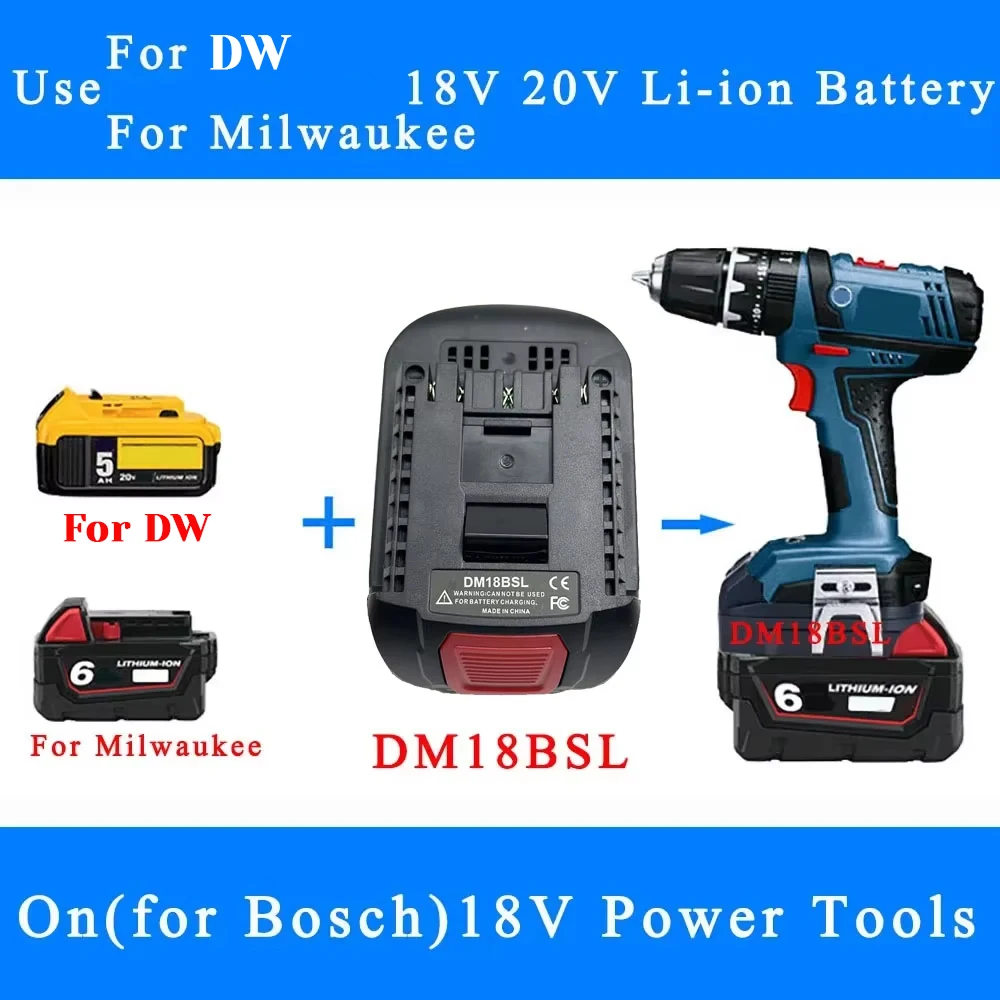 DM18BSL Batterieadapter für DW 20V Milwaukee 18V Li-Ion, umwandlung für Bosch 18V Akku-Werkzeuge – Detail 5