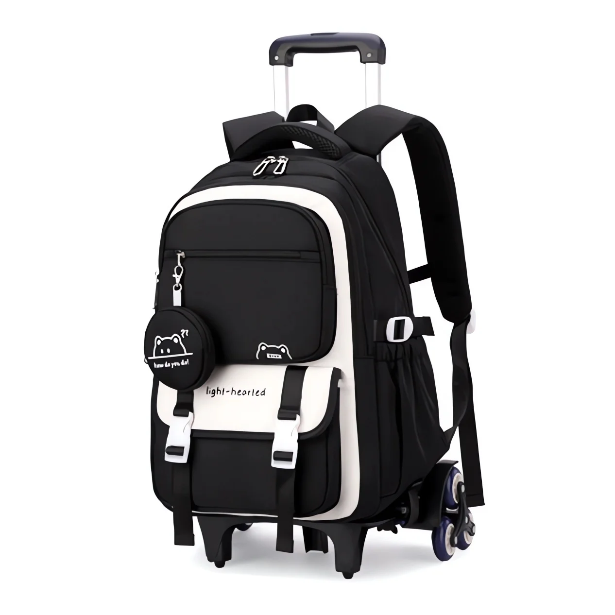

primary school girl backpack with wheels detachable trolley book bag middle school large rolling backpack back to school items