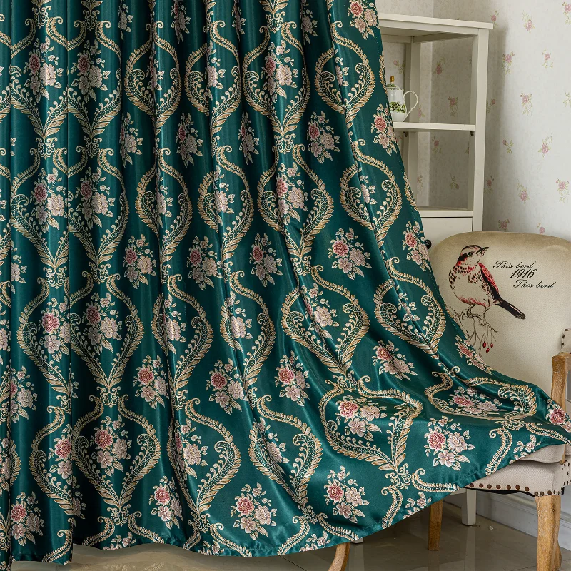 Retro Print Living Room Balcony High-end Blackout French-style Curtains Bedroom Cross-border Finished Curtains