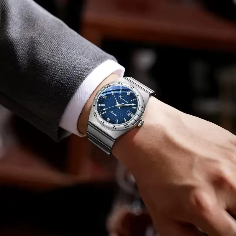 Chenxi 6402 relógio de quartzo masculino elegante lazer calendário diário luz noturna relógio de negócios masculino de aço inoxidável à prova dwaterproof água