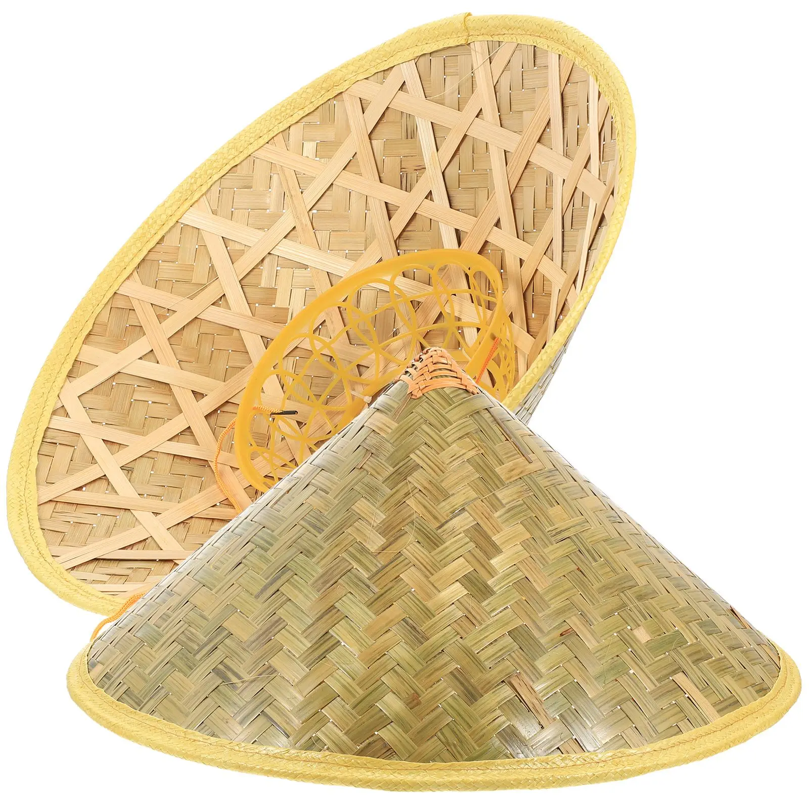 

2 Pcs to Weave Bamboo Sunscreen Hat Man Straw Hats for Men Grass Cone Rain Proof China Travel to Weave