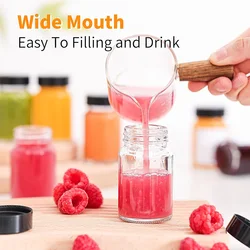 Glass Shot Bottles Wide Mouth 60 ml Small Glass Bottles Travel Mini Clear Jars,2 oz
