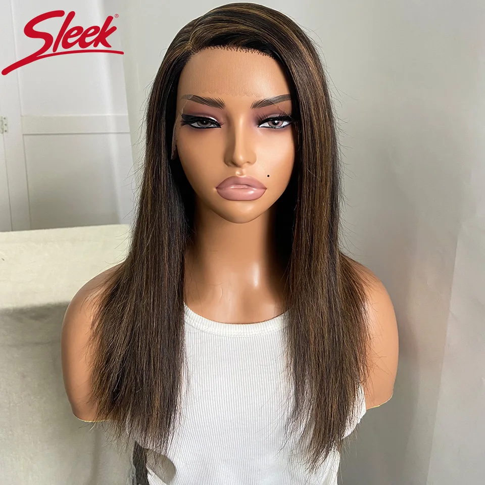 

Sleek P1B/30 Highlight Colored Human Hair Wigs For Women 16 Inch Straight Lace Front Wigs 100% Real Ready To Wear BrazilianWigs