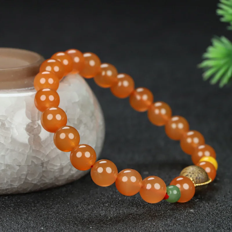 

Red Agate Jade Round Bead Plain Circle Ins Style Design Bracelet