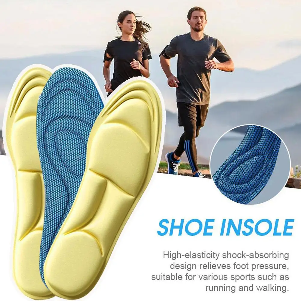 2pair 5D Cloud Insoles For Shoes Men Women Arch Support Orthotic Insoles Cotton Shock Absorption Mesh Sweat Absorbing Shoe Pads