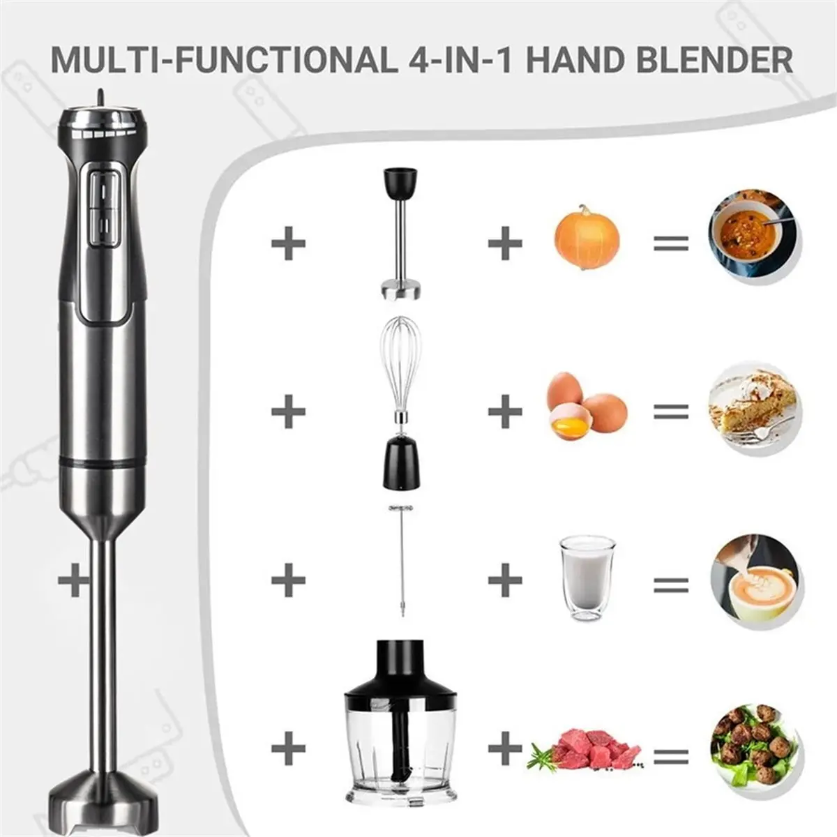 Y15A 1600W Handheld Immersion Blender Multifunctional Food Processor for Puree Egg Beater Smoothie Mixer Home Kitchen EU