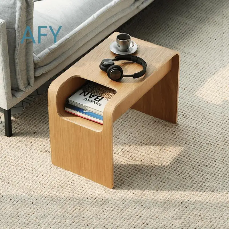 Nordic Style Solid Wood Corner Table for Small Spaces Minimalist C Shaped Living Room Side Table Compact Storage Coffee Table