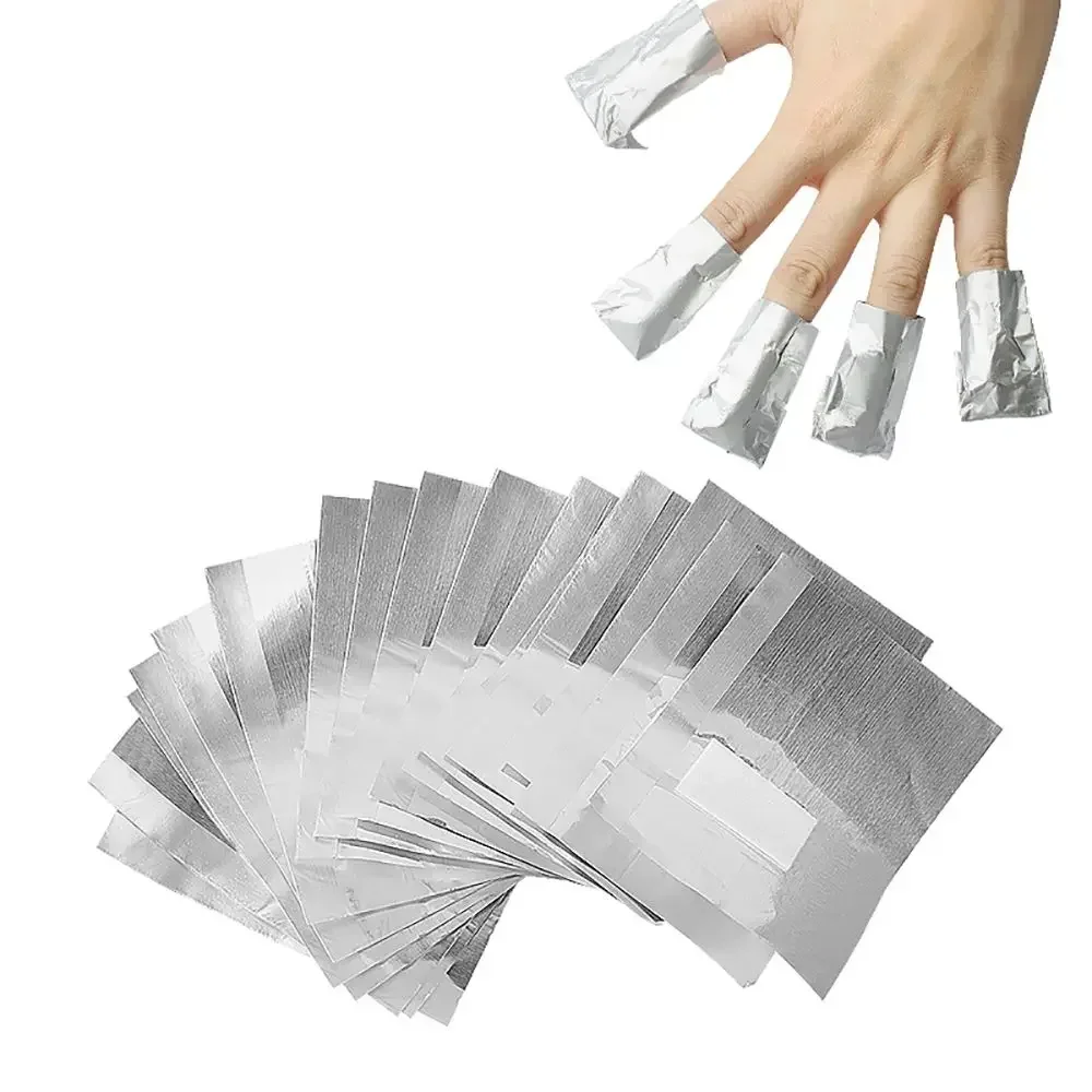 50/100 Uds. Removedor de esmalte de uñas de aluminio con limpiador de Gel UV de acetona papel de envoltura eliminación de manicura accesorios y herramientas para uñas