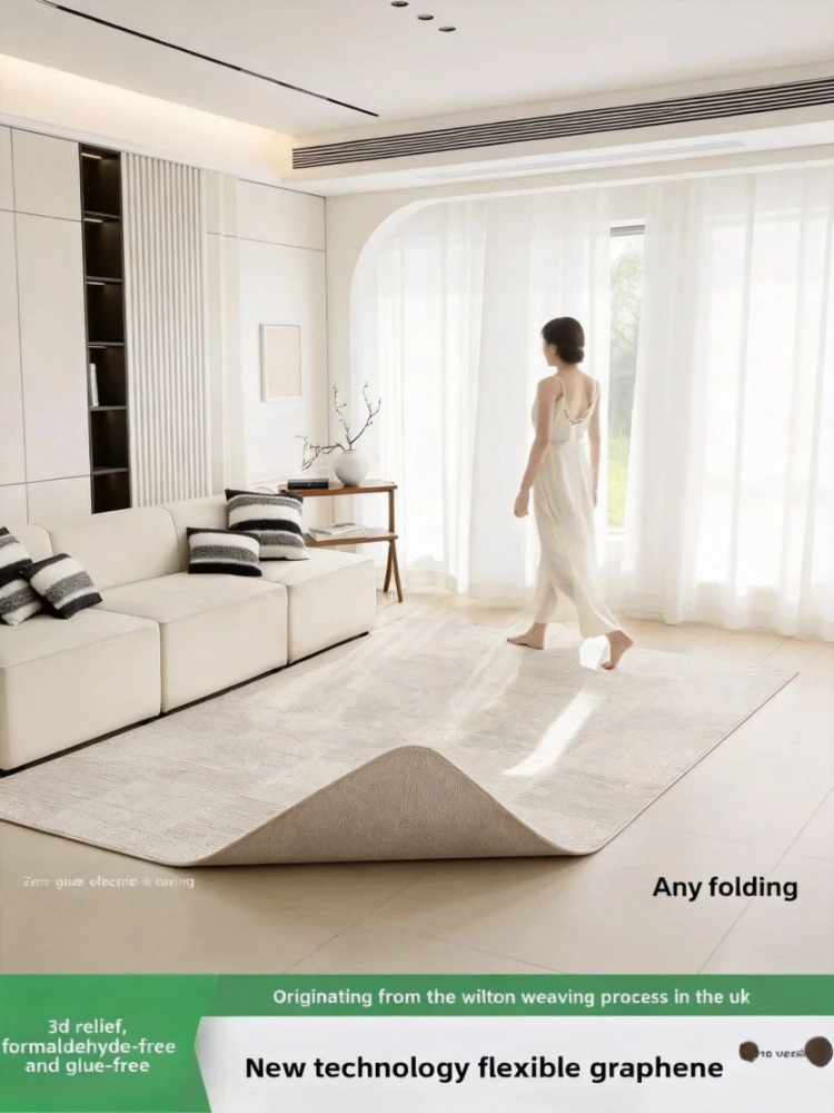 Glue-Free Graphene Electric Heating Carpet, Removable Washable Heating Mat for Living Room
