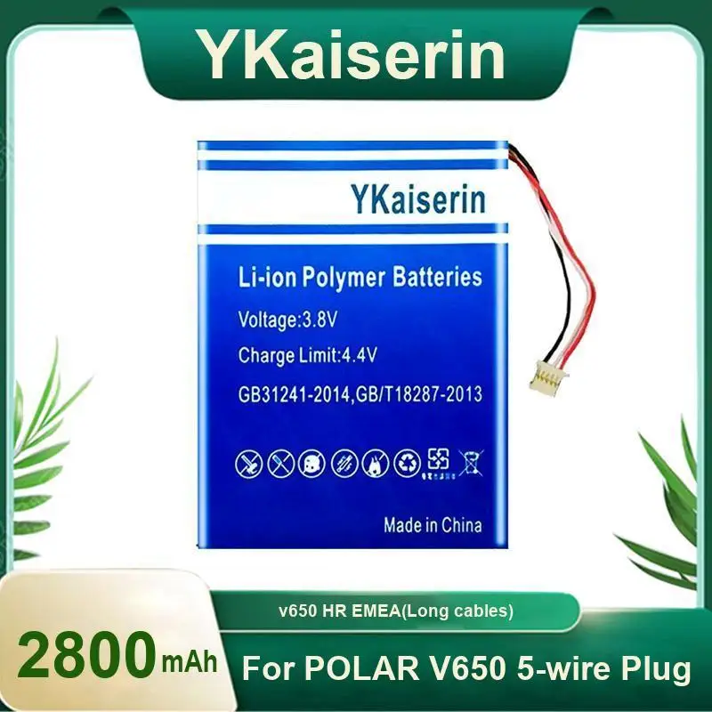 Baterai Ponsel Pengganti Premium untuk Polar V650 Steker 5 Kawat Kabel Panjang HR Emea 2800Mah