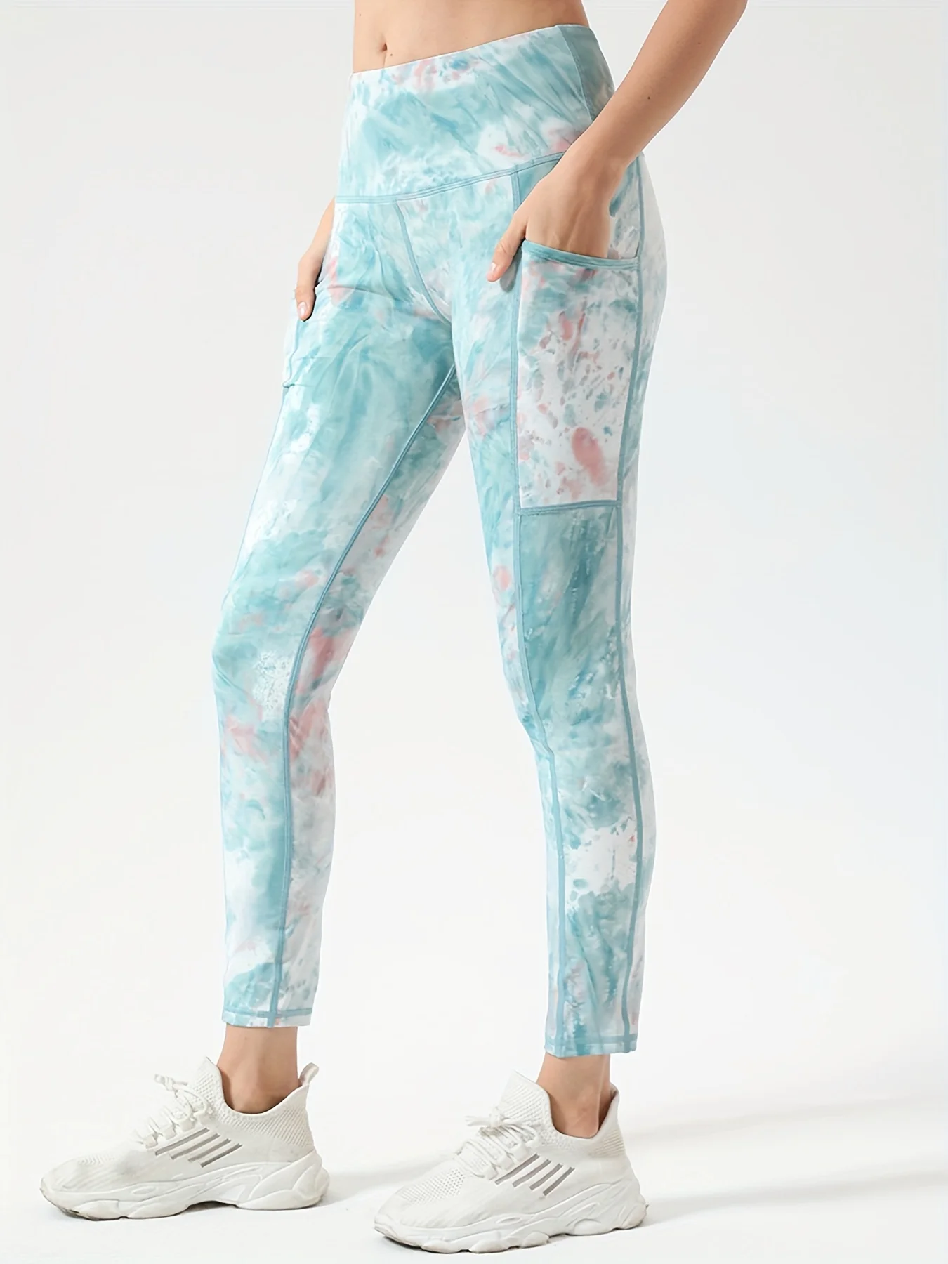 سراويل يوجا على شكل الورك الخوخي مصبوغة بربطة عنق عالية الخصر للتحكم في البطن سراويل لياقة بدنية للسيدات لباس ضيق للجري