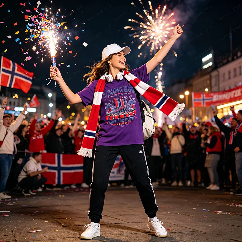 Norwegen Fußball-Liebhaber Viking Row Game Day T-Shirt Y2K Fußball-Saison Spieler Sportbekleidung Grafik Damen Herren Kleidung Neuheit – Detail 8