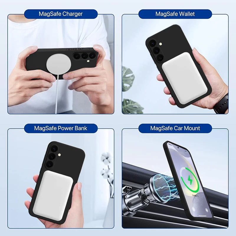 For Magsafe Wireless Magnetic Charging Case For Samsung Galaxy S24 S23 S22 S21 Ultra Plus S20 S21 S23 FE Soft Silicone TPU Cover