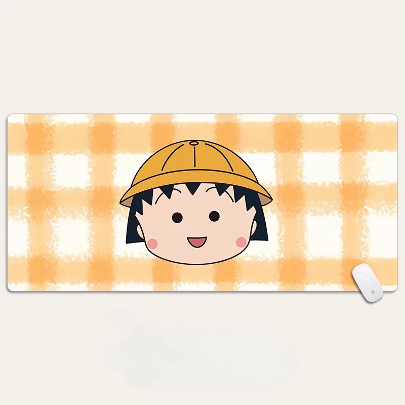 Cartoon Chibi Maruko-chan​​ Leather Mouse Pad Oversized Cute Girl Animation Office Desktop Pad E-sports Computer Keyboard Pad