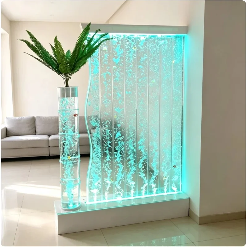 custom.Large Rectangle Acrylic Wedding Bubble Wall Contemporary Room Dividers Screens Home Indoor Led Waterfall Fountain H