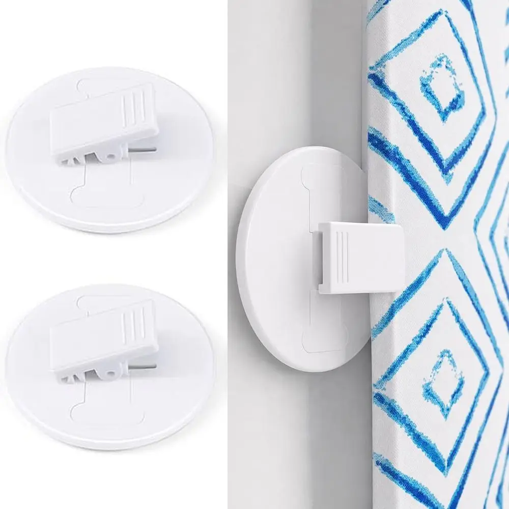 Self Adhesive Shower Curtain Clips Easy Install Waterproof Curtain Weight Clips Non-Slip Design Bathroom Curtain Clips Bathroom