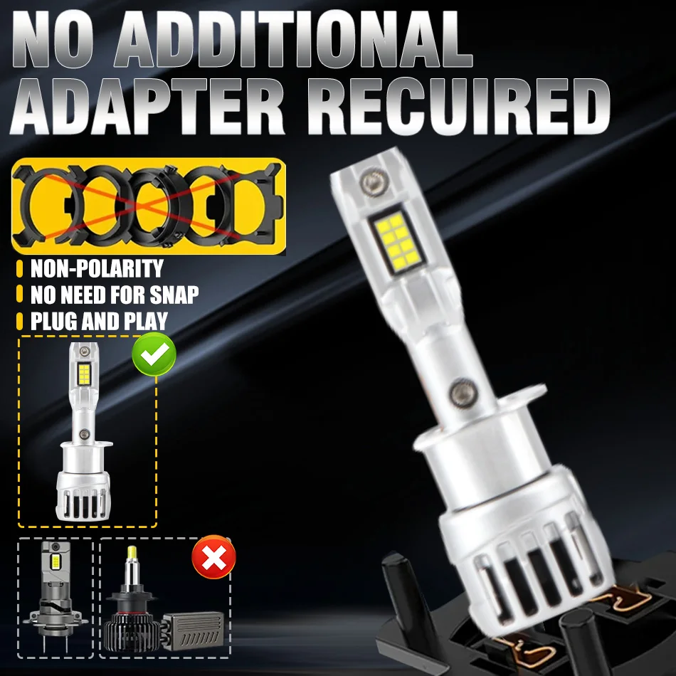 2 قطعة H1 سيارة LED مصابيح المصباح 60 واط صغير 20000LM 6000 كيلو Canbus لا خطأ السوبر مشرق عالية منخفضة شعاع أضواء الضباب 12 فولت ​ التوصيل والتشغيل