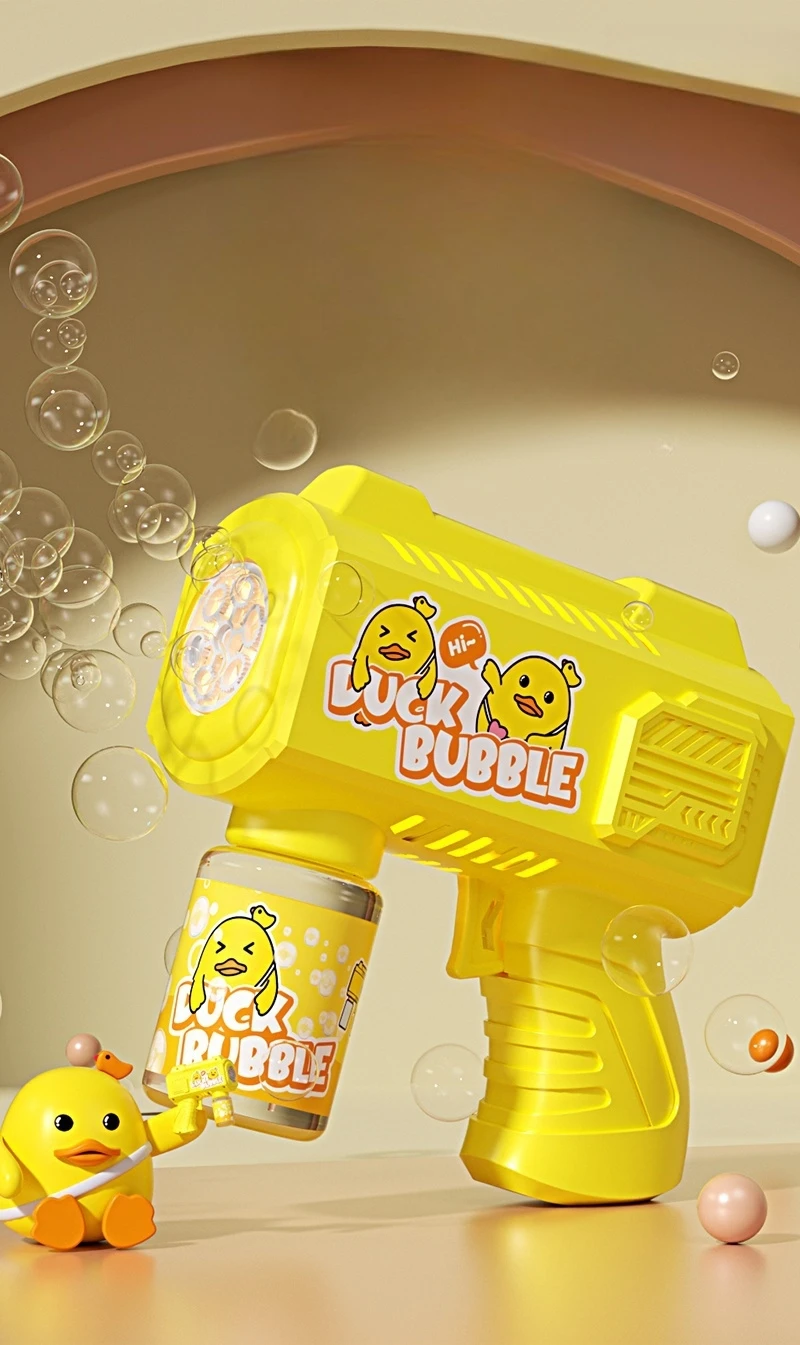 2025年新型リトルイエローアヒルバブルマシン10穴スペース電動バブルマシンネット有名人ホットスタイルハンドヘルドバブルガンおもちゃ