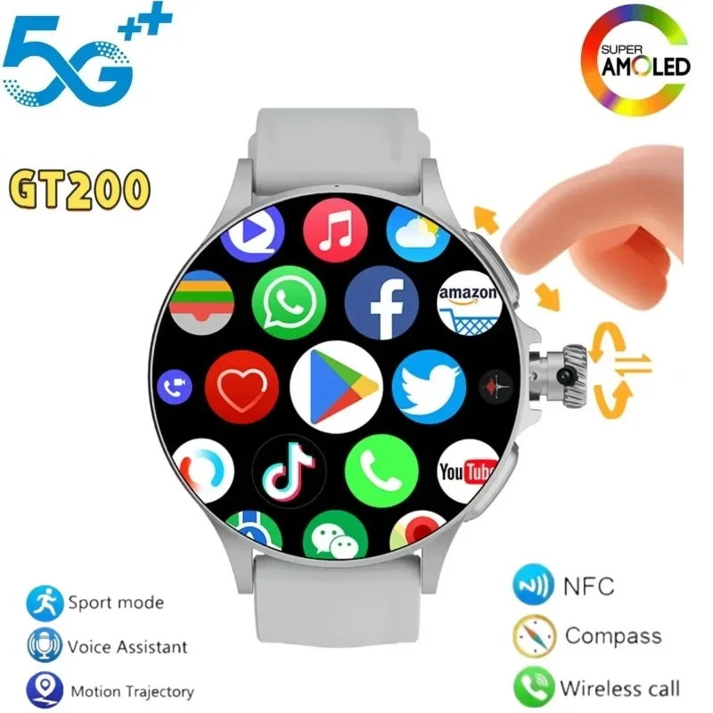 

4G 5G Полносетевые Смарт-часы Android 10.0 GT200 1,95 ''750*750 HD Разрешение Масштабируемая вращающаяся камера с сенсорным кодированием